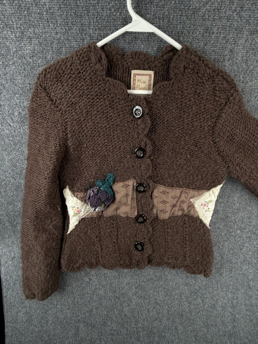 Mira Flores Brown Sweater Thick Chunky Knit Long Sleeve Size Medium All Wool